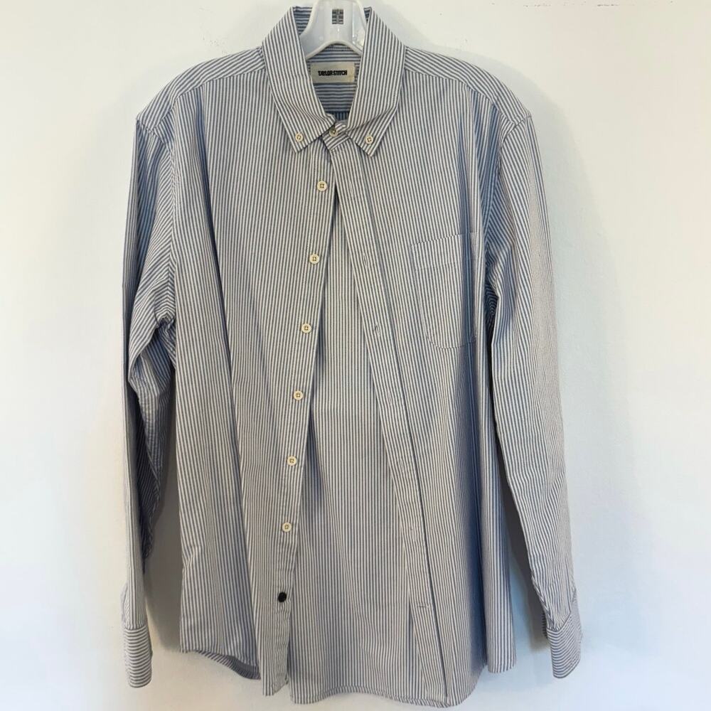 Taylor Stitch The Jack Shirt Size 40 Blue White Stripe 100% Cotton Button Down
